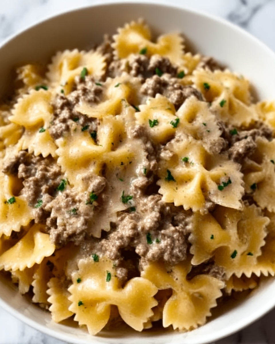 Creamy Beef and Bowtie Pasta Recipe - Recipe Image
