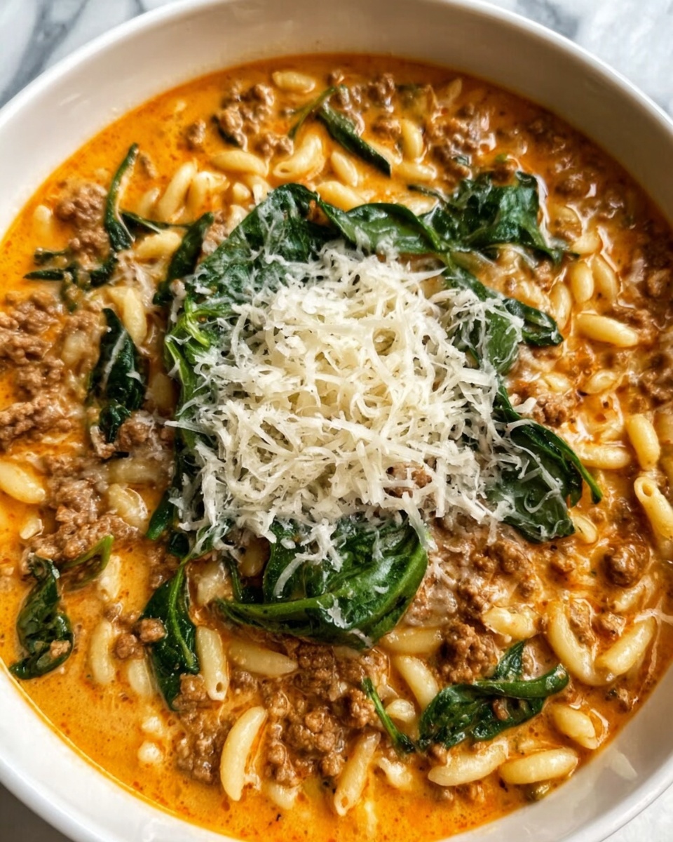 Ground Beef Orzo with Tomato Cream Sauce Recipe - Recipe Image