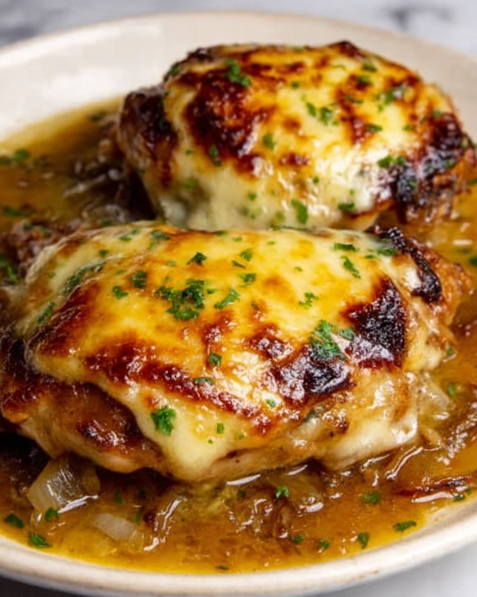 Easy One Pan French Onion Stuffed Chicken Recipe - Recipe Image