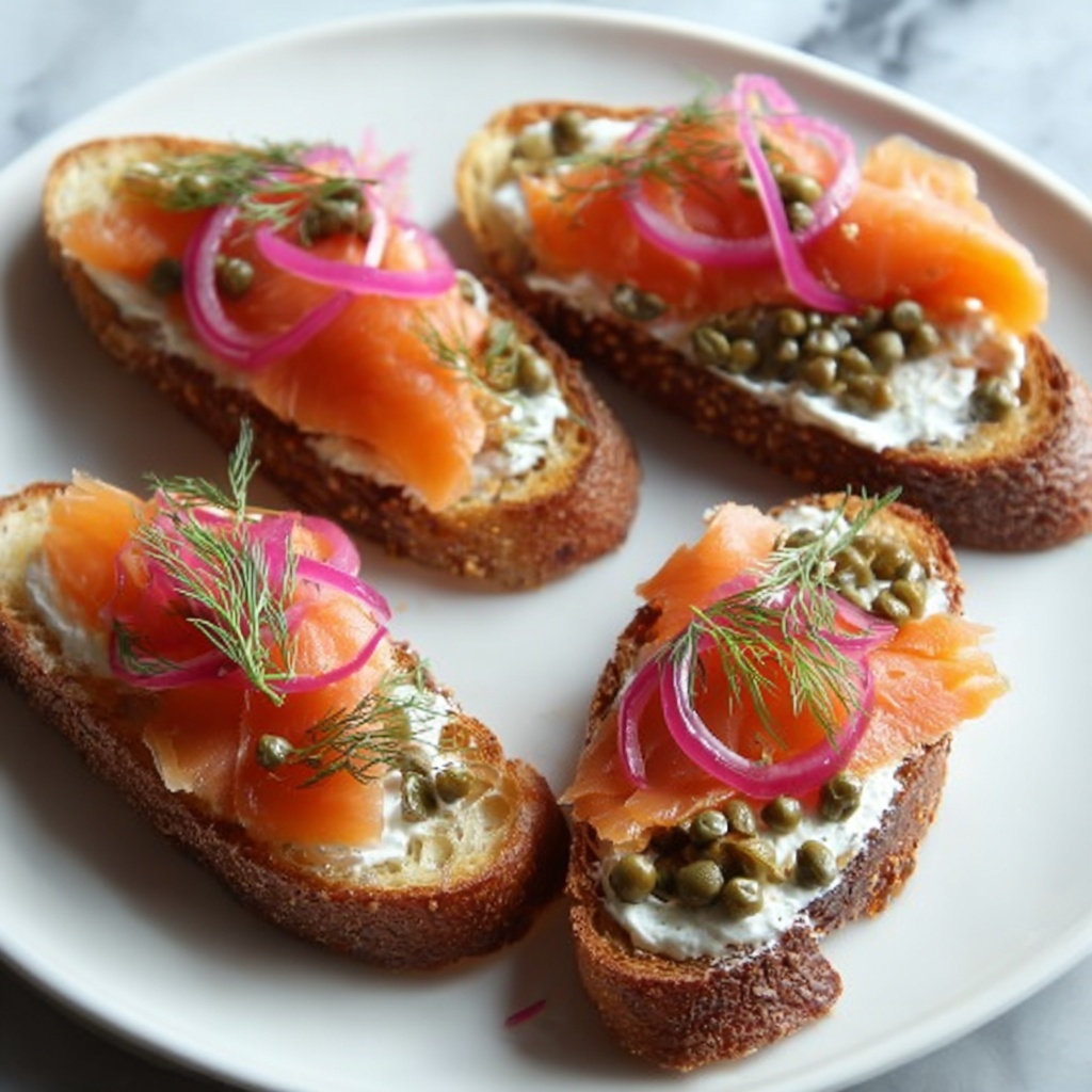 Smoked Salmon Crostini with Lemon-Dill Cream Cheese Recipe - Recipe Image