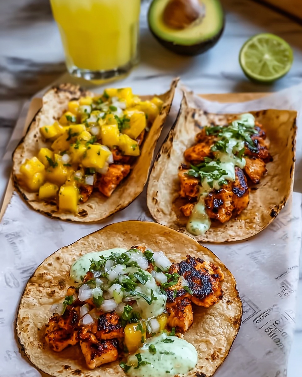 Crispy BBQ Salmon Tacos with Avocado Mango Salsa and Jalapeño Recipe - Recipe Image