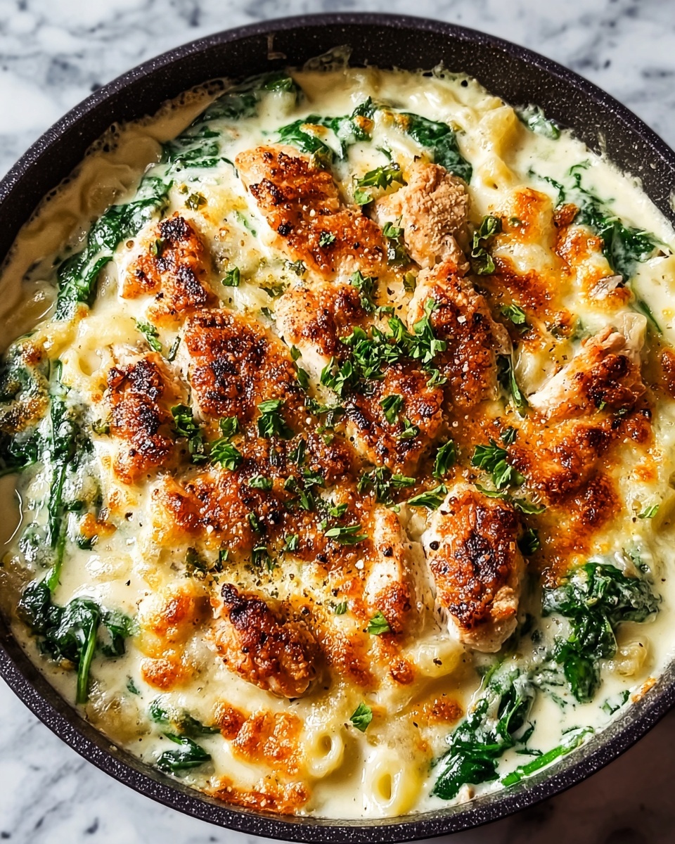 Spinach & Artichoke Dip Pasta with Chicken Recipe - Recipe Image