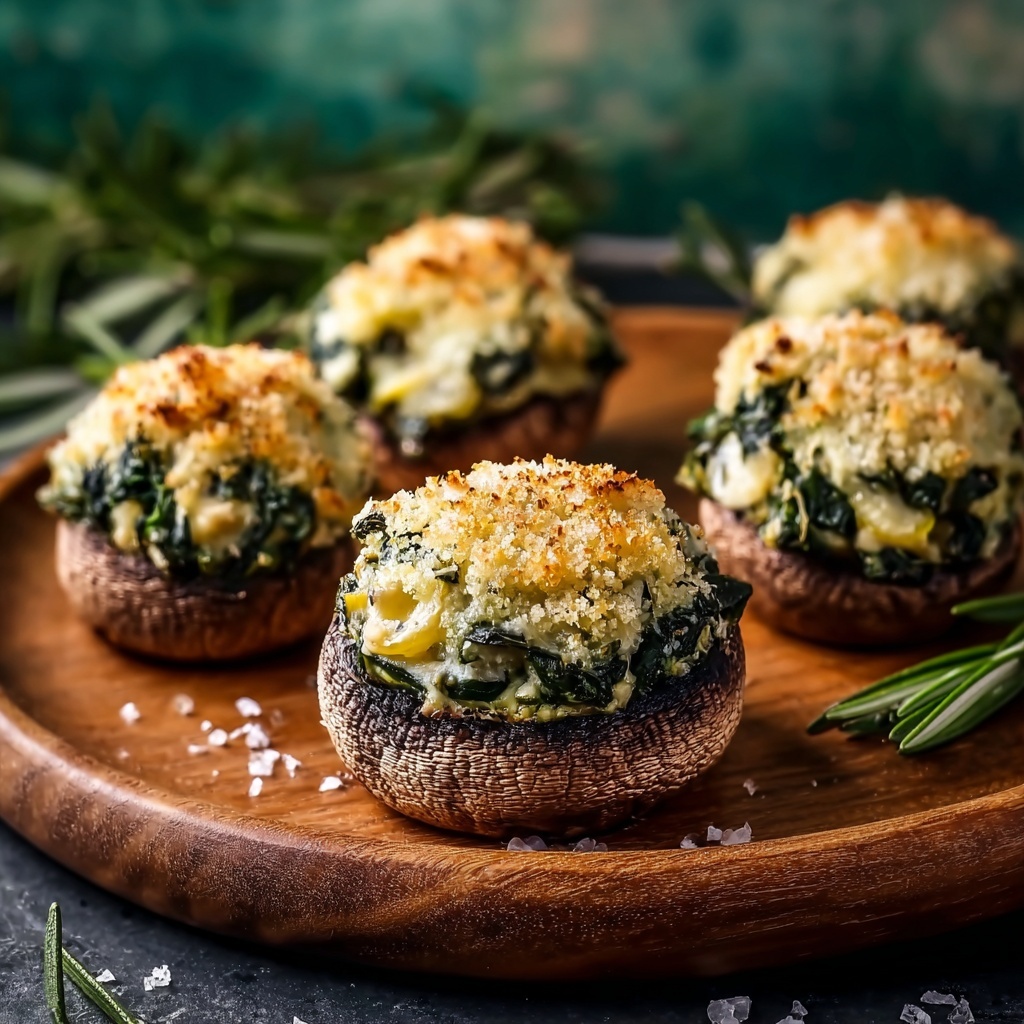 Spinach Artichoke Stuffed Mushrooms: Creamy, Garlicky Delight Recipe - Recipe Image