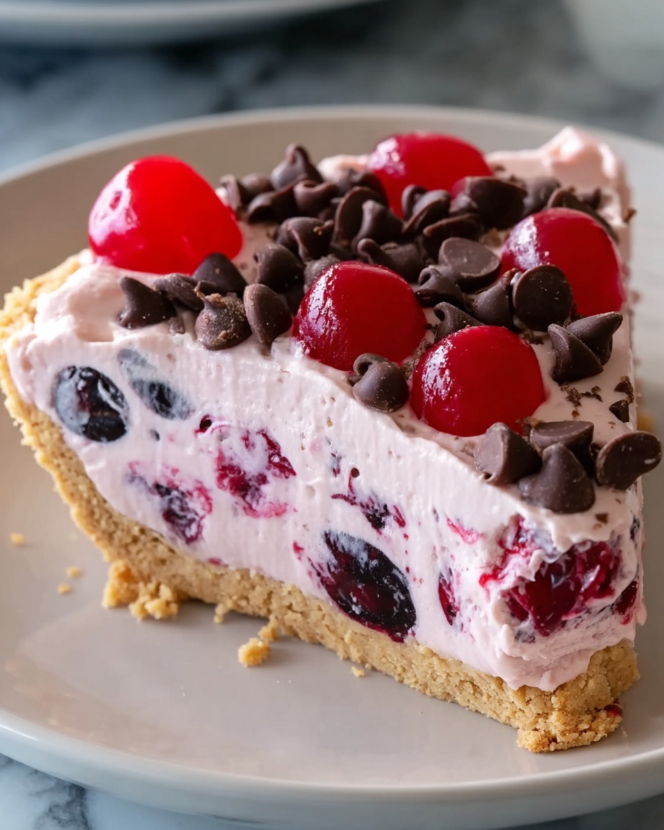 No-Bake Easy Cherry Chocolate Chip Pie Recipe - Recipe Image