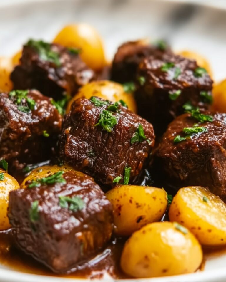 Slow Cooker Garlic Butter Beef Bites & Potatoes Recipe