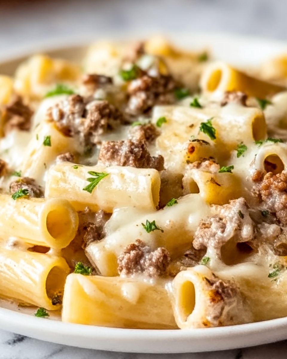 Loaded Cheeseburger Alfredo Pasta Recipe - Recipe Image