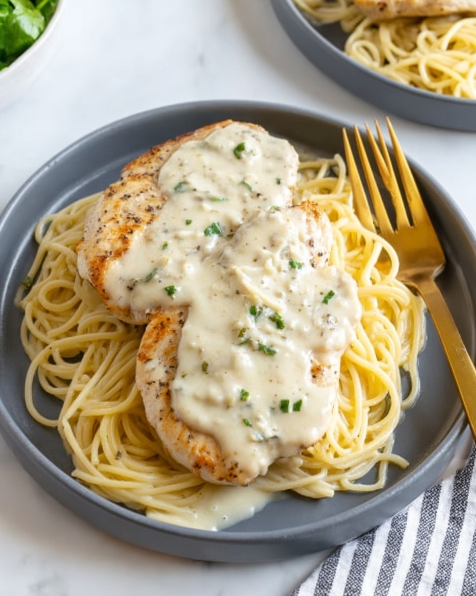 Crockpot Angel Chicken with Creamy Sauce and Pasta Recipe - Recipe Image